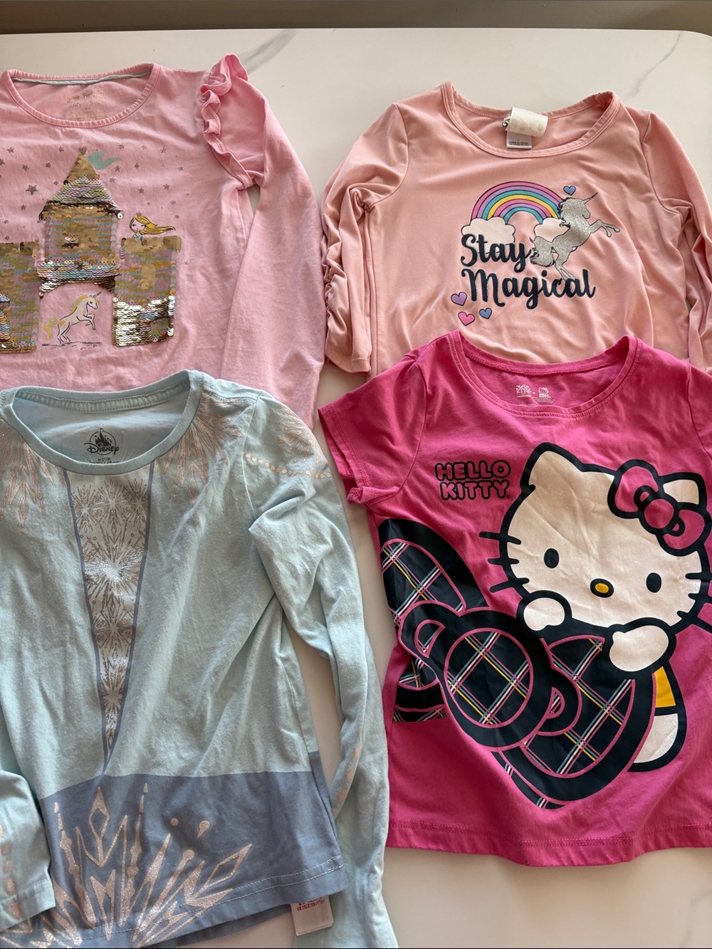 Hello Kitty & Character Girls' Shirt Bundle - Pink, Light Pink, Light Blue 7-8 M
